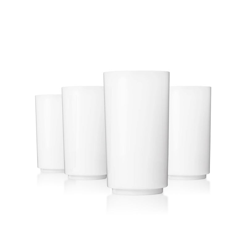DRINIQUE Tall Unbreakable Highball Glasses (Set of 4) 14oz Reusable, Shatterproof, Tritan Plastic Drinking Glasses - White - Image 1